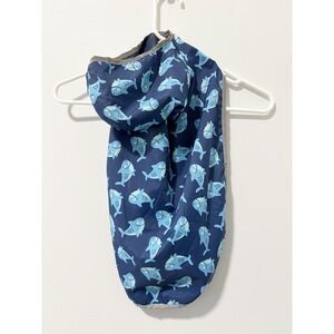 Meijer Dog Raincoat Unisex Large Navy Blue Shark Print Hooded Water Resistant